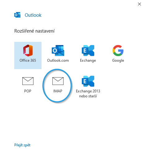 Screen z aplikace Outlook